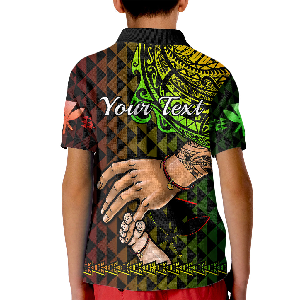 Custom Father Day Hawaii Polo Shirt for Kid Kanaka Kakau Hauoli La Makuakane - Wonder Print Shop