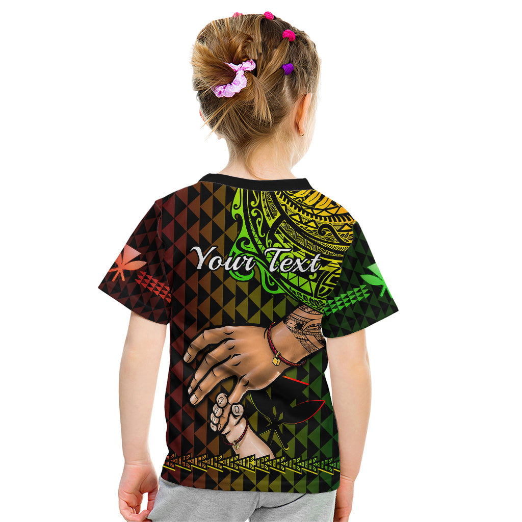 Personalised Father Day Hawaii Kid T Shirt Kanaka Kakau Hauoli La Makuakane - Wonder Print Shop