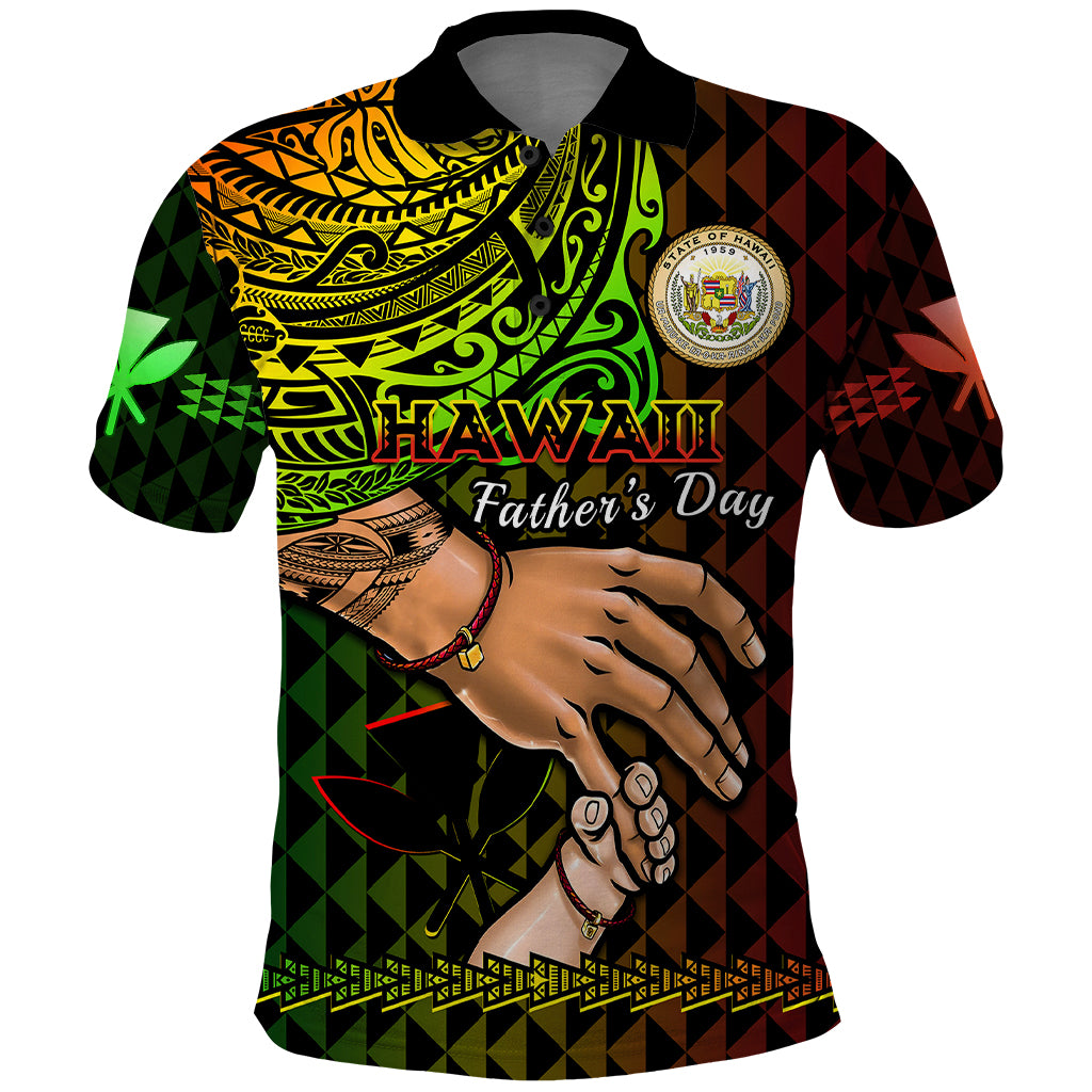 Custom Father Day Hawaii Polo Shirt Kanaka Kakau Hauoli La Makuakane - Wonder Print Shop