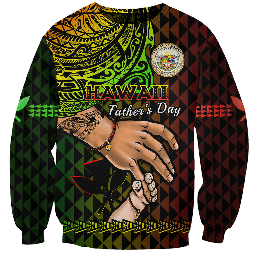 Personalised Father Day Hawaii Sweatshirt Kanaka Kakau Hauoli La Makuakane - Wonder Print Shop