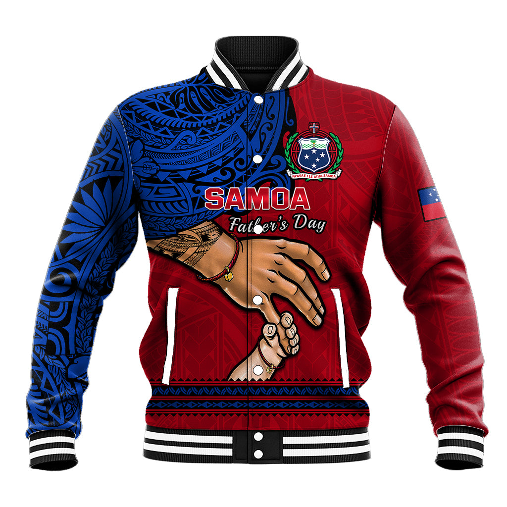 Polynesian Pride Father Day Samoa Baseball Jacket Manuia le Aso Sa o Tama Red Version - Wonder Print Shop