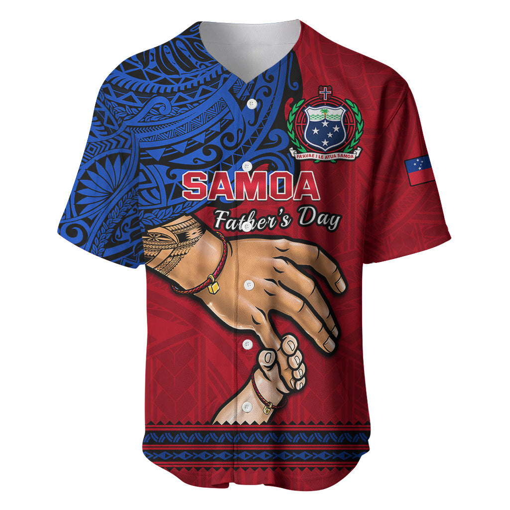 Polynesian Pride Father Day Samoa Baseball Jersey Manuia le Aso Sa o Tama Red Version - Wonder Print Shop