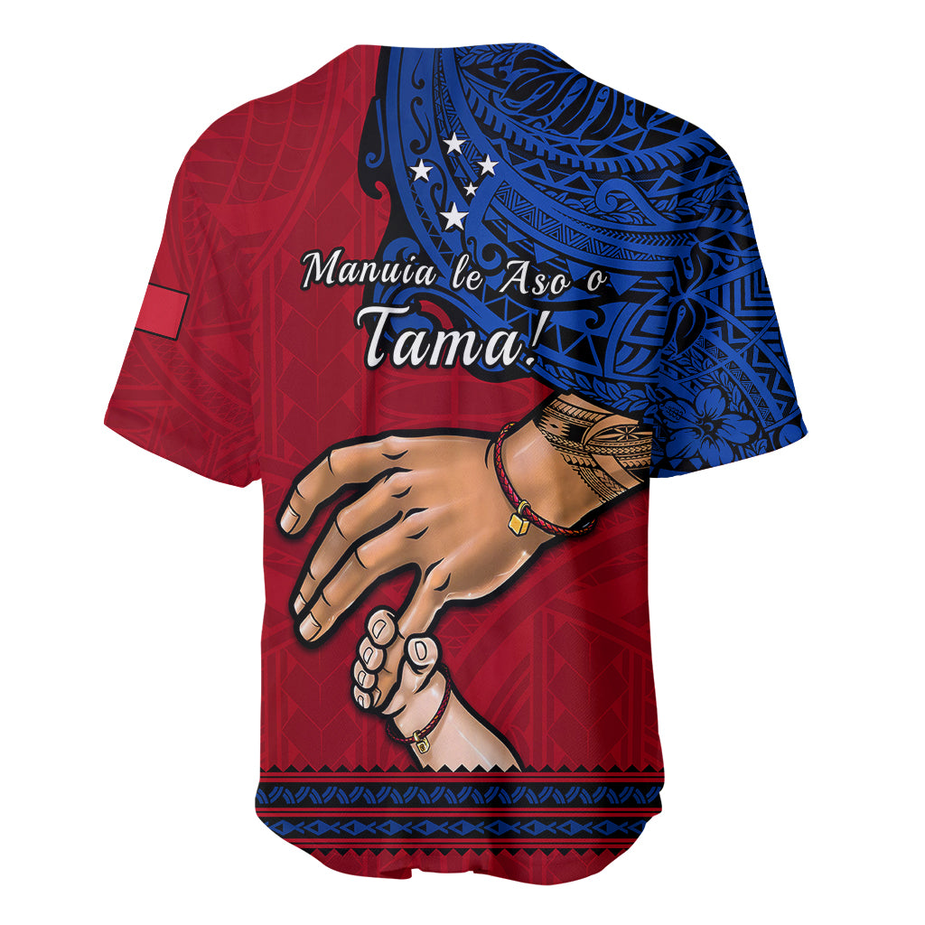 Polynesian Pride Father Day Samoa Baseball Jersey Manuia le Aso Sa o Tama Red Version - Wonder Print Shop