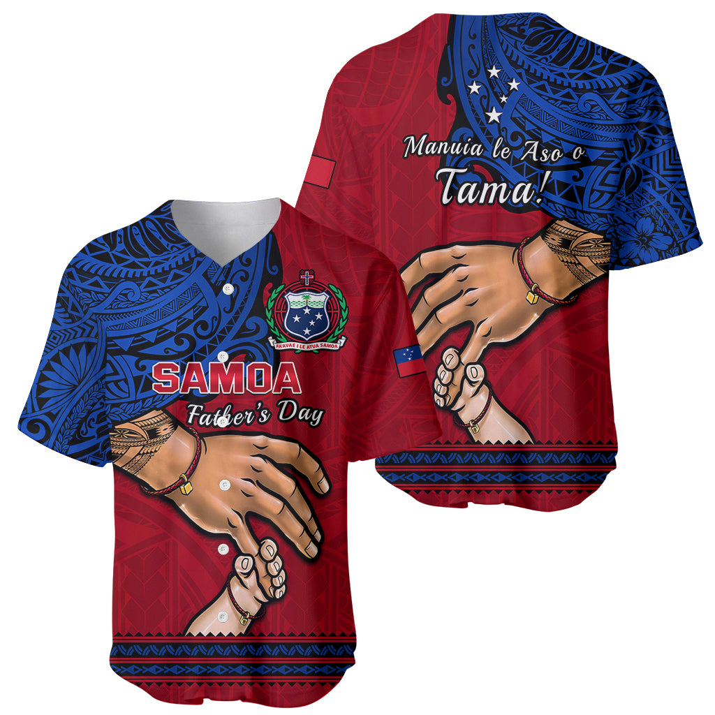 Polynesian Pride Father Day Samoa Baseball Jersey Manuia le Aso Sa o Tama Red Version - Wonder Print Shop
