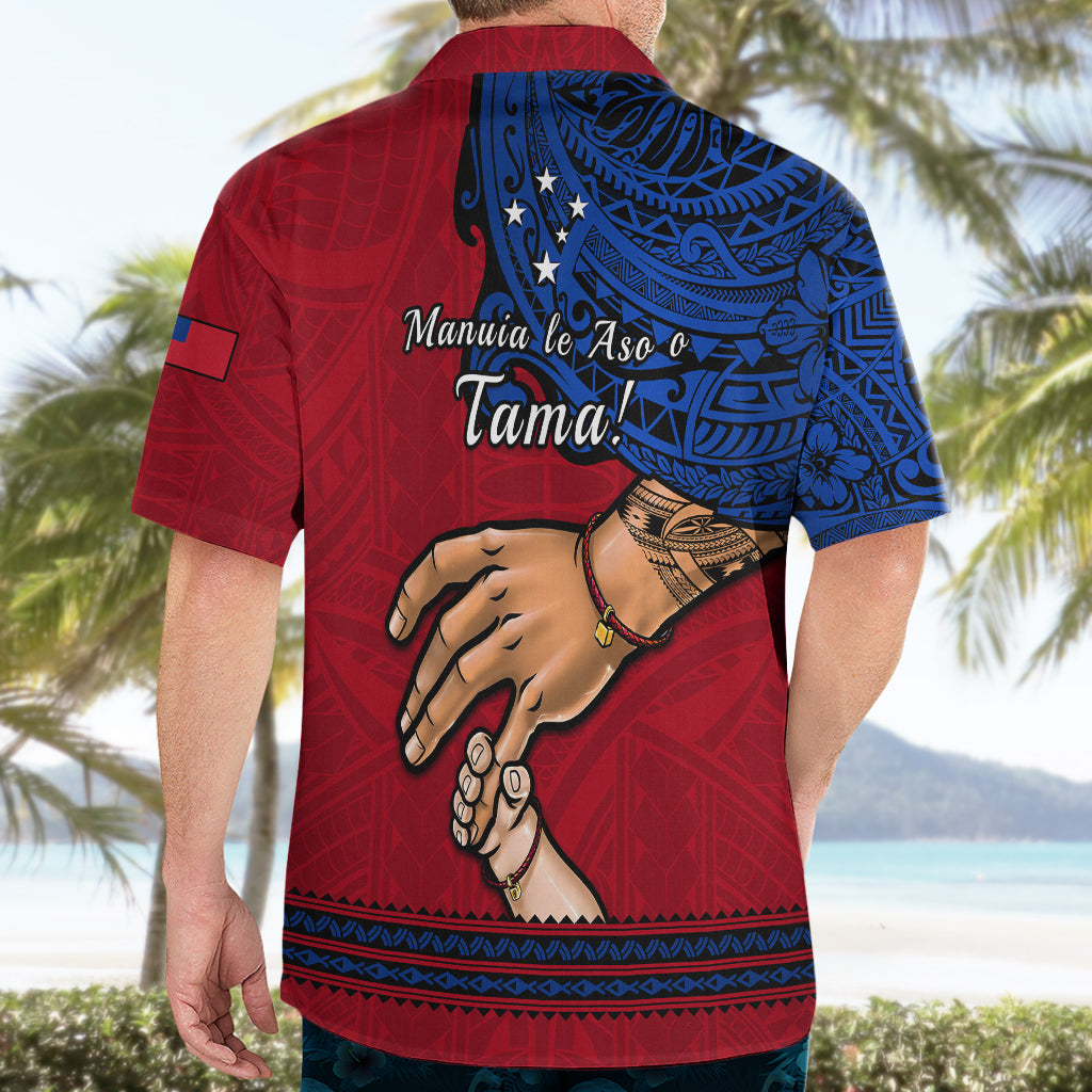 Polynesian Pride Father Day Samoa Hawaiian Shirt Manuia le Aso Sa o Tama Red Version - Wonder Print Shop