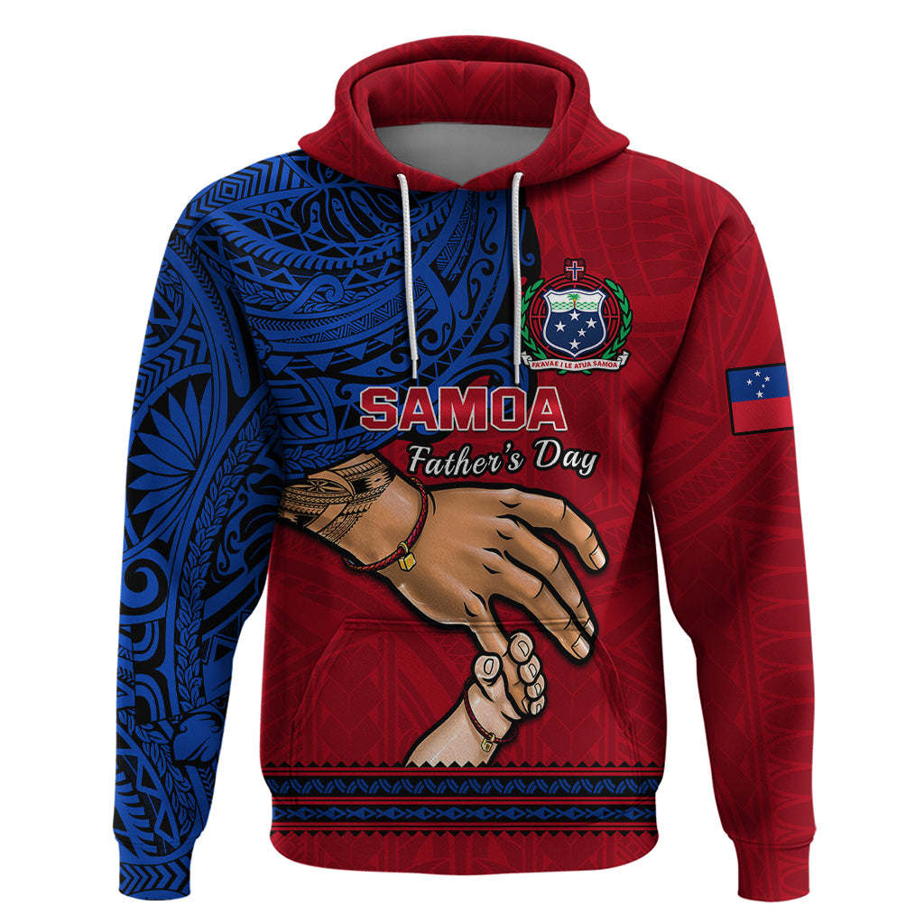 Polynesian Pride Father Day Samoa Hoodie Manuia le Aso Sa o Tama Red Version - Wonder Print Shop