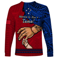 Polynesian Pride Father Day Samoa Long Sleeve Shirt Manuia le Aso Sa o Tama Red Version - Wonder Print Shop