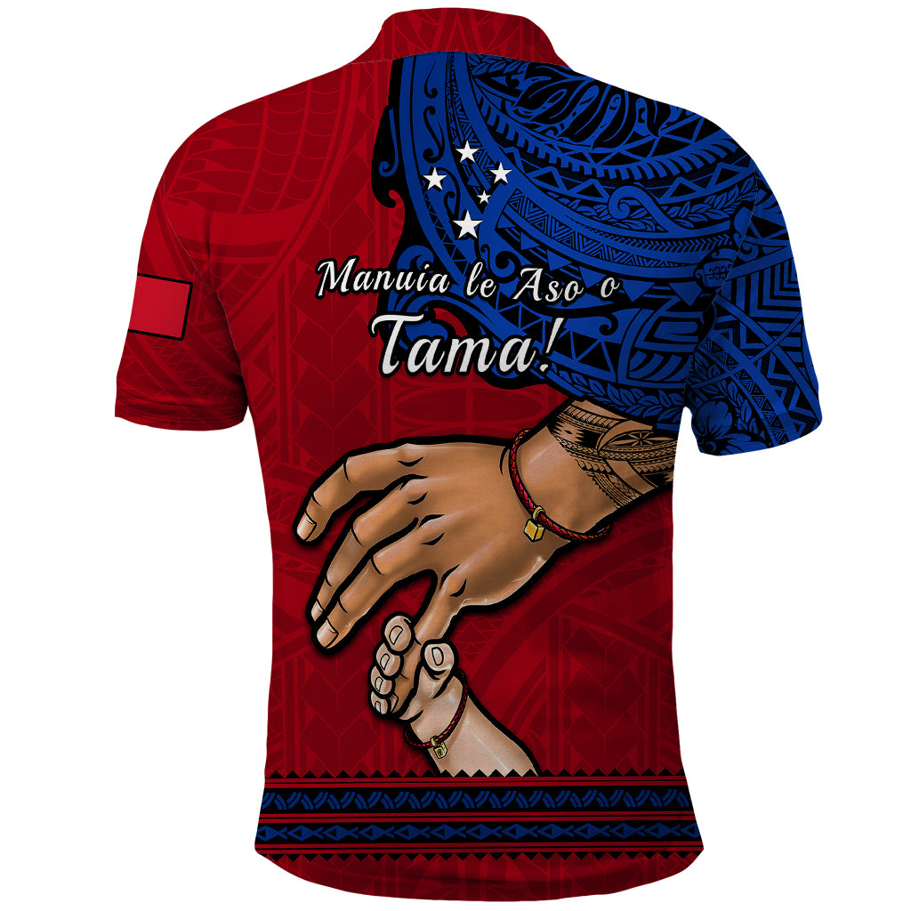 Polynesian Pride Father Day Samoa Polo Shirt Manuia le Aso Sa o Tama Red Version - Wonder Print Shop