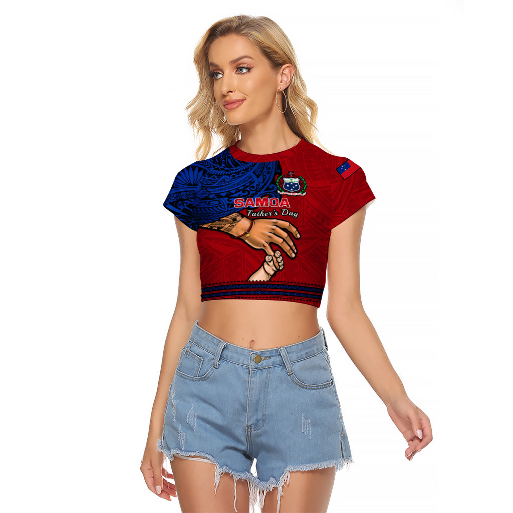 Polynesian Pride Father Day Samoa Raglan Cropped T Shirt Manuia le Aso Sa o Tama Red Version - Wonder Print Shop