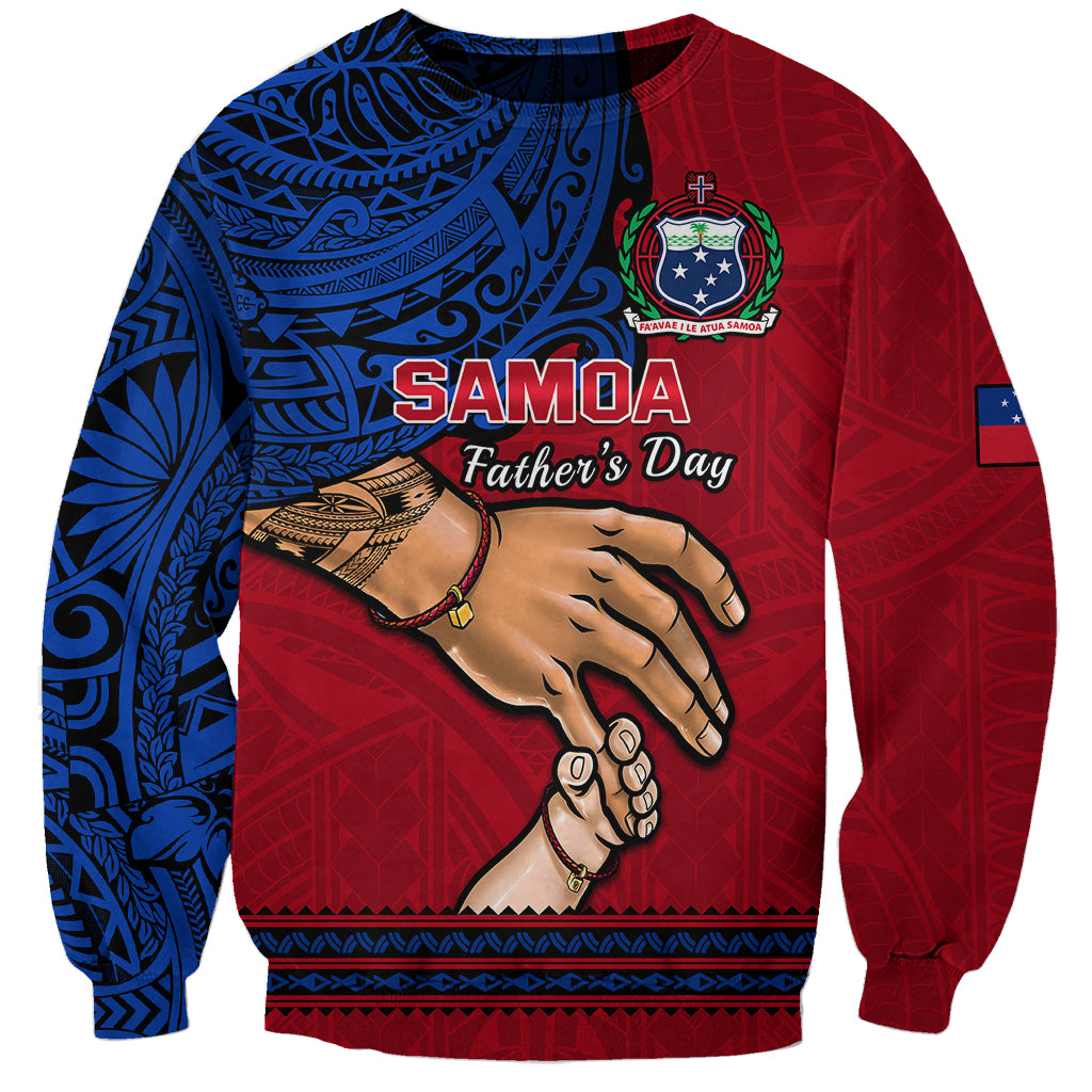 Polynesian Pride Father Day Samoa Sweatshirt Manuia le Aso Sa o Tama Red Version - Wonder Print Shop