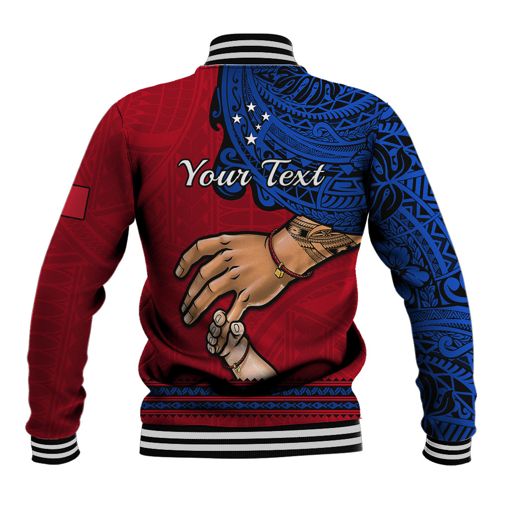 Personalised Father Day Samoa Baseball Jacket Manuia le Aso Sa o Tama Red Version - Wonder Print Shop