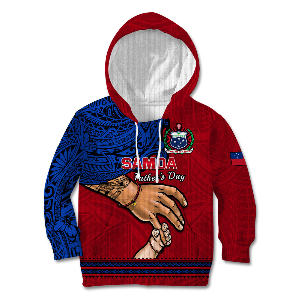 Personalised Father Day Samoa Kid Hoodie Manuia le Aso Sa o Tama Red Version - Wonder Print Shop