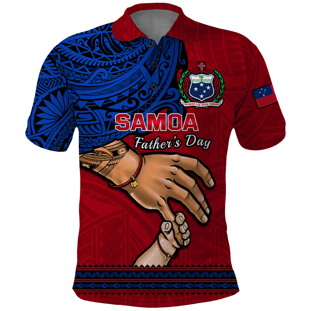 Custom Father Day Samoa Polo Shirt Manuia le Aso Sa o Tama Red Version - Wonder Print Shop