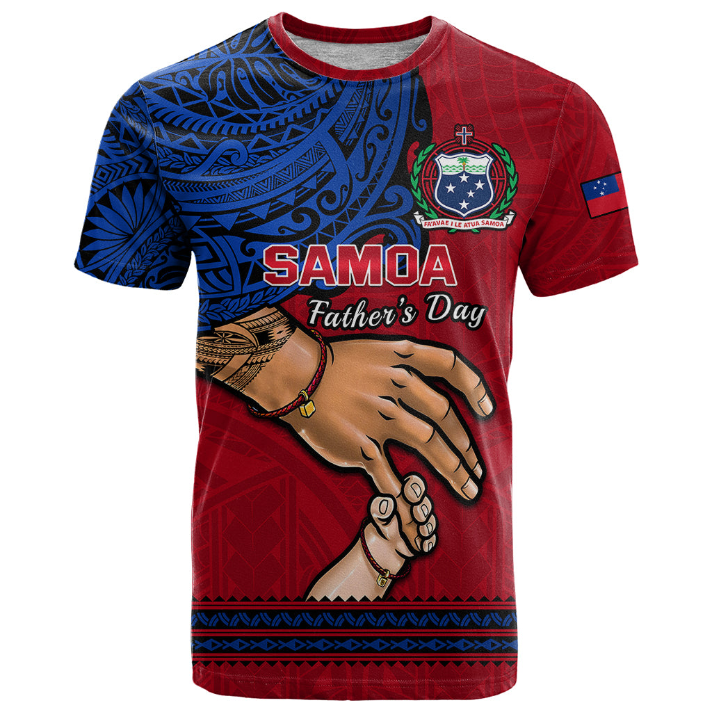 Personalised Father Day Samoa T Shirt Manuia le Aso Sa o Tama Red Version - Wonder Print Shop