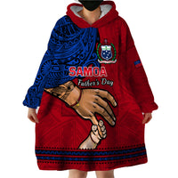 Personalised Father Day Samoa Wearable Blanket Hoodie Manuia le Aso Sa o Tama Red Version - Wonder Print Shop