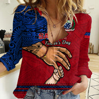 Personalised Father Day Samoa Women Casual Shirt Manuia le Aso Sa o Tama Red Version - Wonder Print Shop
