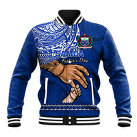 Polynesian Pride Father Day Samoa Baseball Jacket Manuia le Aso Sa o Tama Blue Version - Wonder Print Shop