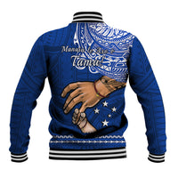 Polynesian Pride Father Day Samoa Baseball Jacket Manuia le Aso Sa o Tama Blue Version - Wonder Print Shop