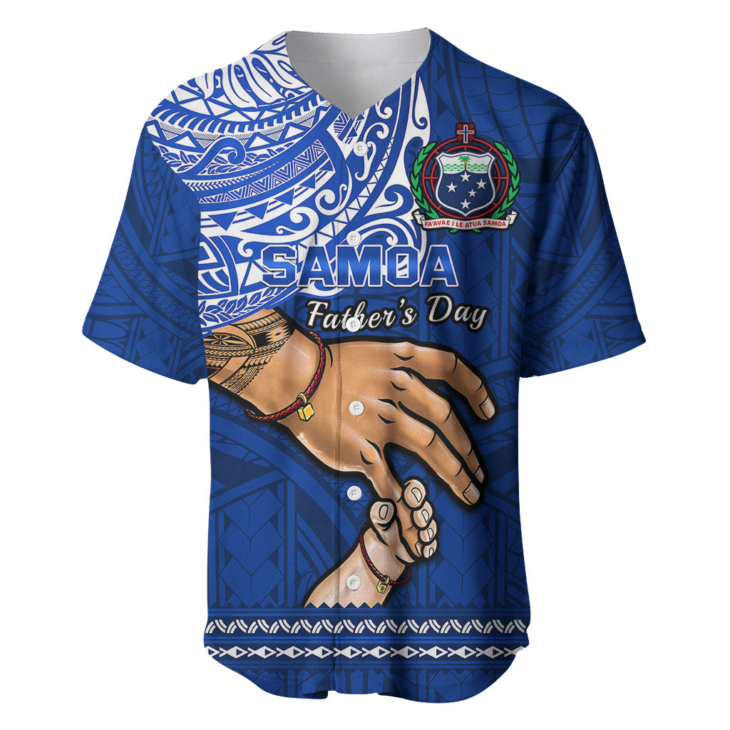 Polynesian Pride Father Day Samoa Baseball Jersey Manuia le Aso Sa o Tama Blue Version - Wonder Print Shop