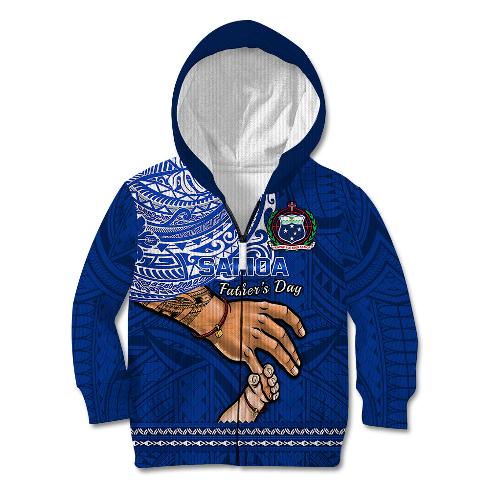 Polynesian Pride Father Day Samoa Kid Hoodie Manuia le Aso Sa o Tama Blue Version - Wonder Print Shop