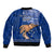 Polynesian Pride Father Day Samoa Sleeve Zip Bomber Jacket Manuia le Aso Sa o Tama Blue Version - Wonder Print Shop