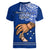 Polynesian Pride Father Day Samoa Women V Neck T Shirt Manuia le Aso Sa o Tama Blue Version - Wonder Print Shop