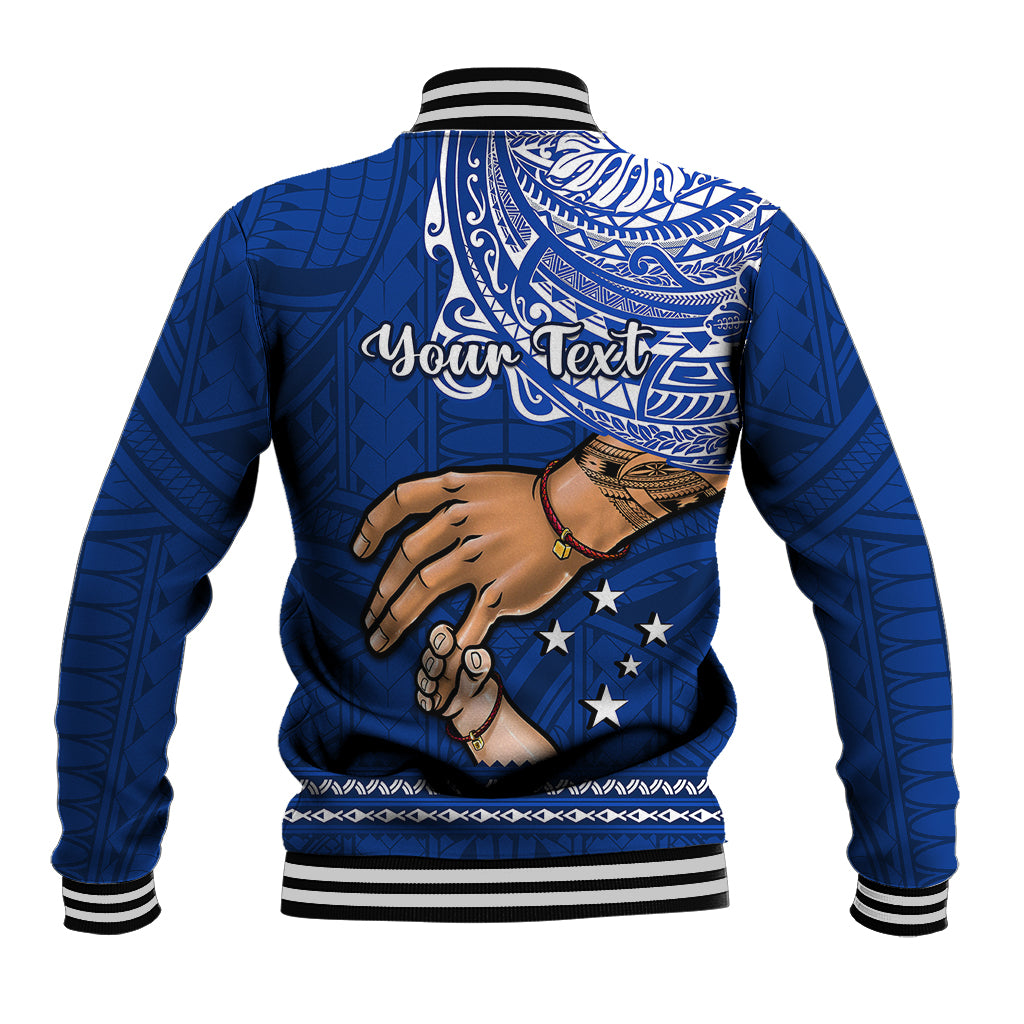 Personalised Father Day Samoa Baseball Jacket Manuia le Aso Sa o Tama Blue Version - Wonder Print Shop