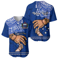 Personalised Father Day Samoa Baseball Jersey Manuia le Aso Sa o Tama Blue Version - Wonder Print Shop