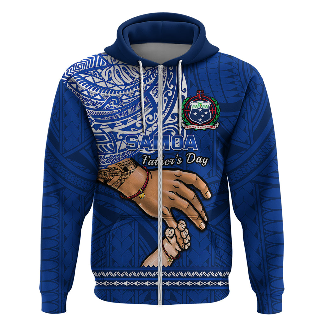 Personalised Father Day Samoa Hoodie Manuia le Aso Sa o Tama Blue Version - Wonder Print Shop