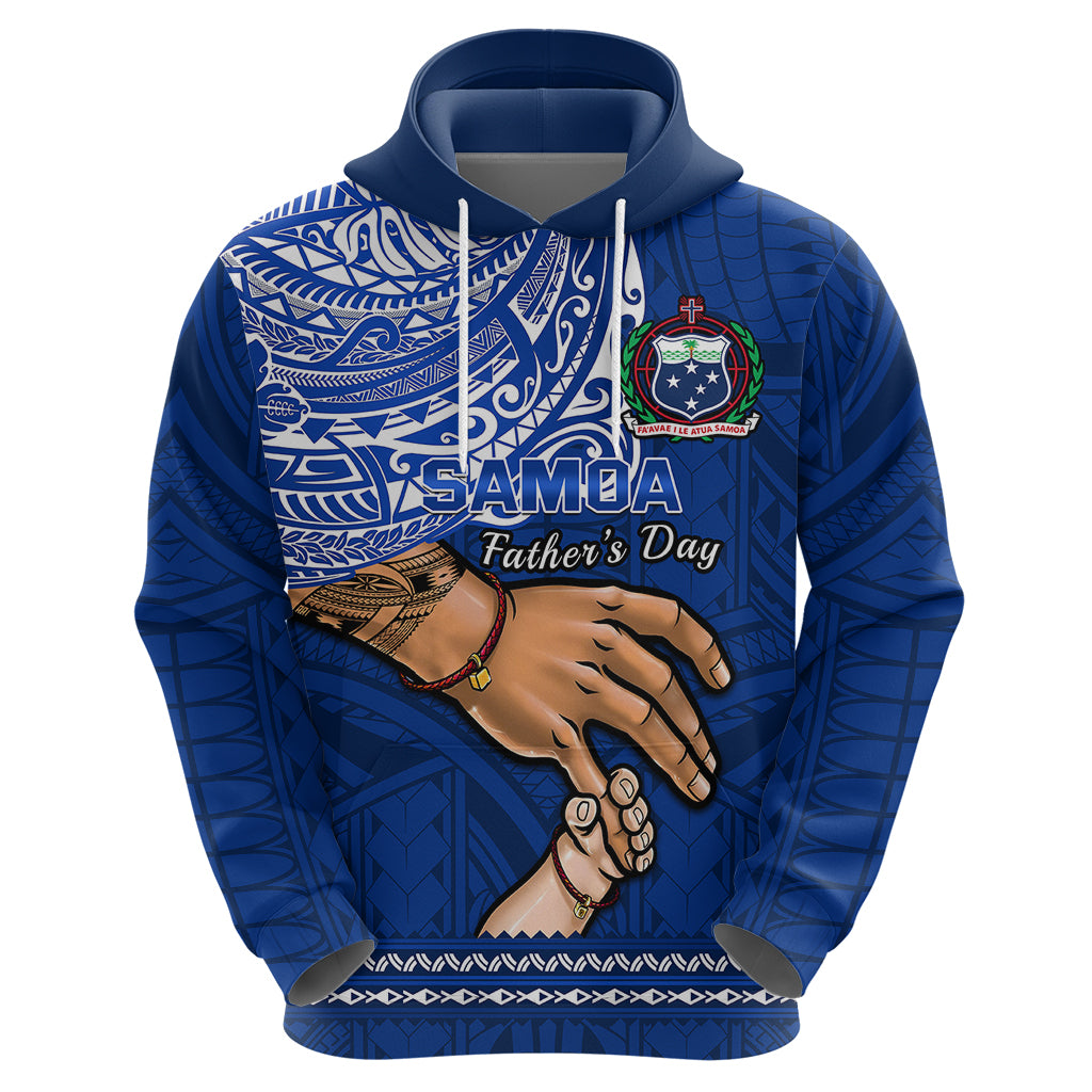 Personalised Father Day Samoa Hoodie Manuia le Aso Sa o Tama Blue Version - Wonder Print Shop