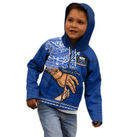 Personalised Father Day Samoa Kid Hoodie Manuia le Aso Sa o Tama Blue Version - Wonder Print Shop