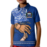 Custom Father Day Samoa Polo Shirt for Kid Manuia le Aso Sa o Tama Blue Version - Wonder Print Shop