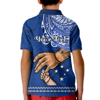 Custom Father Day Samoa Polo Shirt for Kid Manuia le Aso Sa o Tama Blue Version - Wonder Print Shop