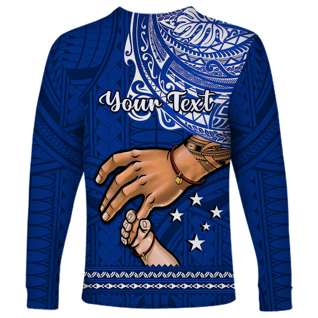 Personalised Father Day Samoa Long Sleeve Shirt Manuia le Aso Sa o Tama Blue Version - Wonder Print Shop
