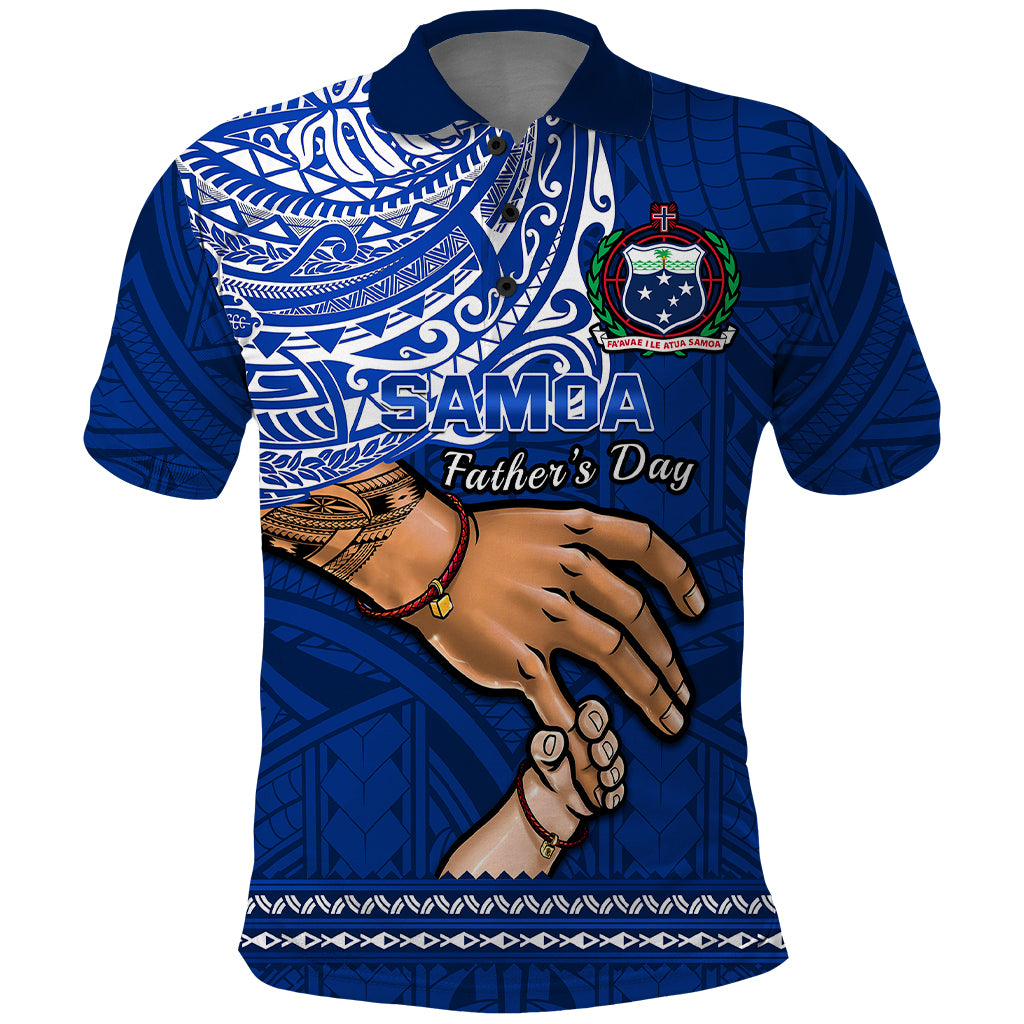 Custom Father Day Samoa Polo Shirt Manuia le Aso Sa o Tama Blue Version - Wonder Print Shop
