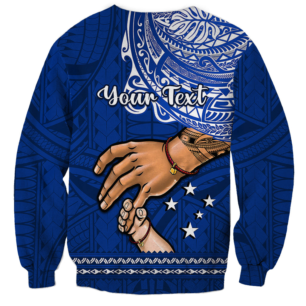 Personalised Father Day Samoa Sweatshirt Manuia le Aso Sa o Tama Blue Version - Wonder Print Shop
