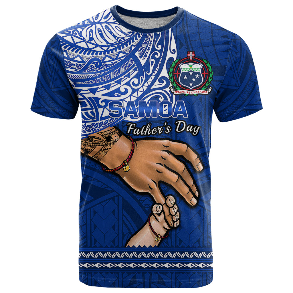 Personalised Father Day Samoa T Shirt Manuia le Aso Sa o Tama Blue Version - Wonder Print Shop