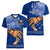 Personalised Father Day Samoa Women V Neck T Shirt Manuia le Aso Sa o Tama Blue Version - Wonder Print Shop