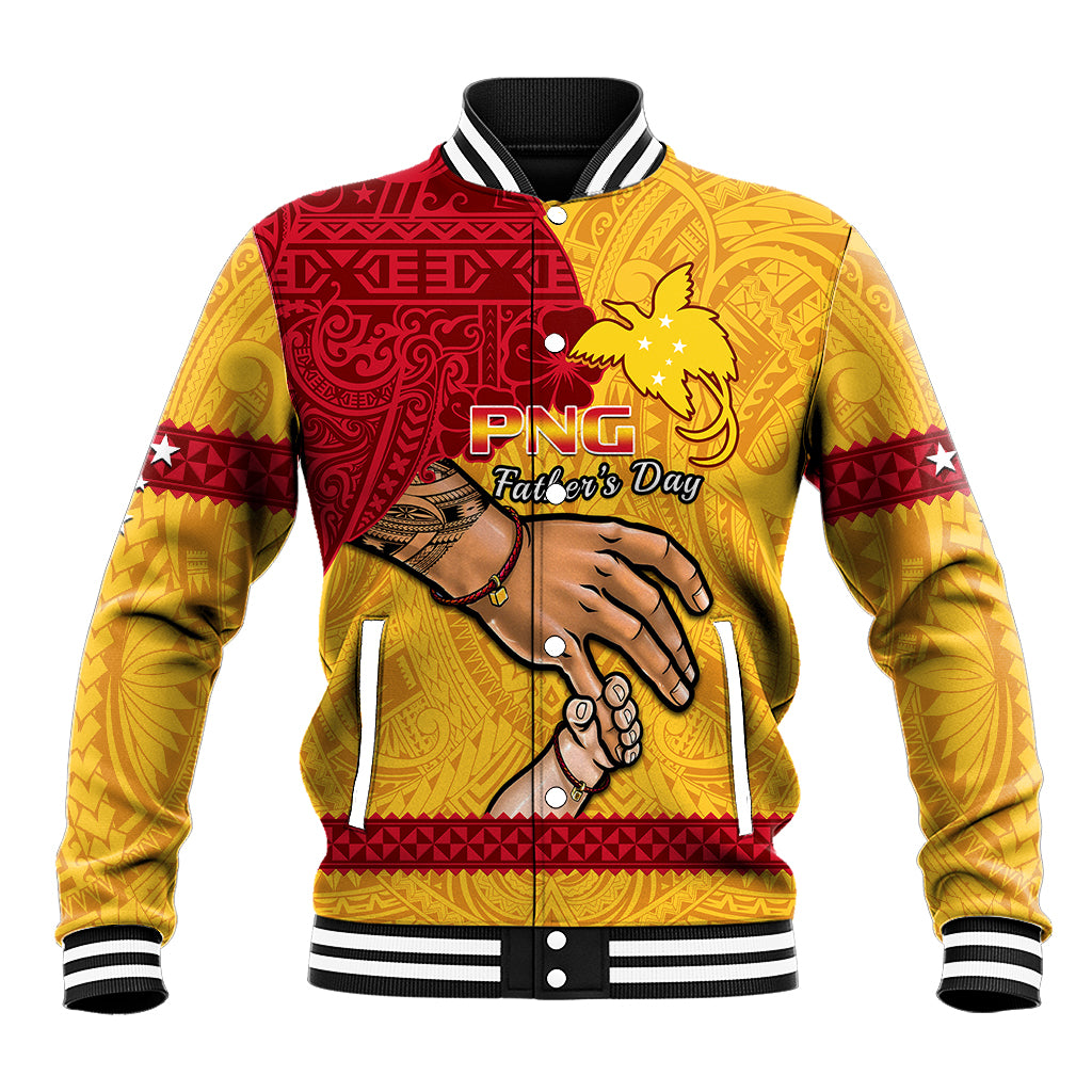 Polynesian Pride Father Day Papua New Guinea Baseball Jacket PNG I Love You Dad Yellow Version - Wonder Print Shop