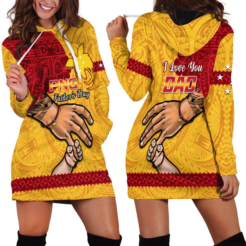 Polynesian Pride Father Day Papua New Guinea Hoodie Dress PNG I Love You Dad Yellow Version - Wonder Print Shop