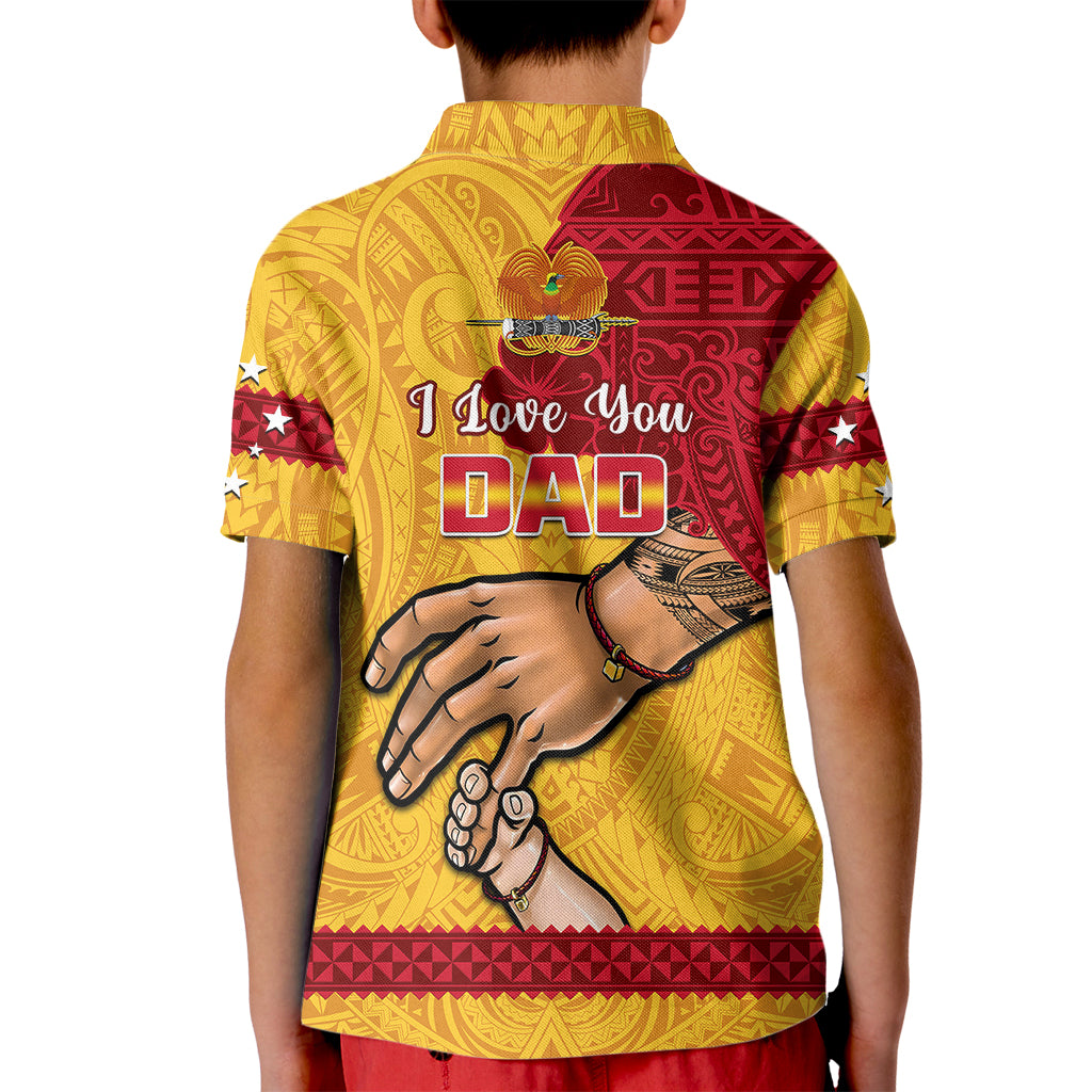 Polynesian Pride Father Day Papua New Guinea Polo Shirt for Kid PNG I Love You Dad Yellow Version - Wonder Print Shop