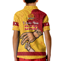 Polynesian Pride Father Day Papua New Guinea Polo Shirt for Kid PNG I Love You Dad Yellow Version - Wonder Print Shop