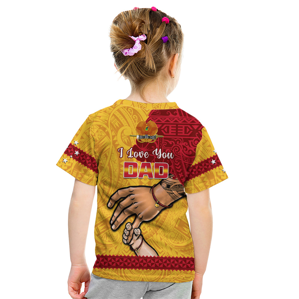 Polynesian Pride Father Day Papua New Guinea Kid T Shirt PNG I Love You Dad Yellow Version - Wonder Print Shop