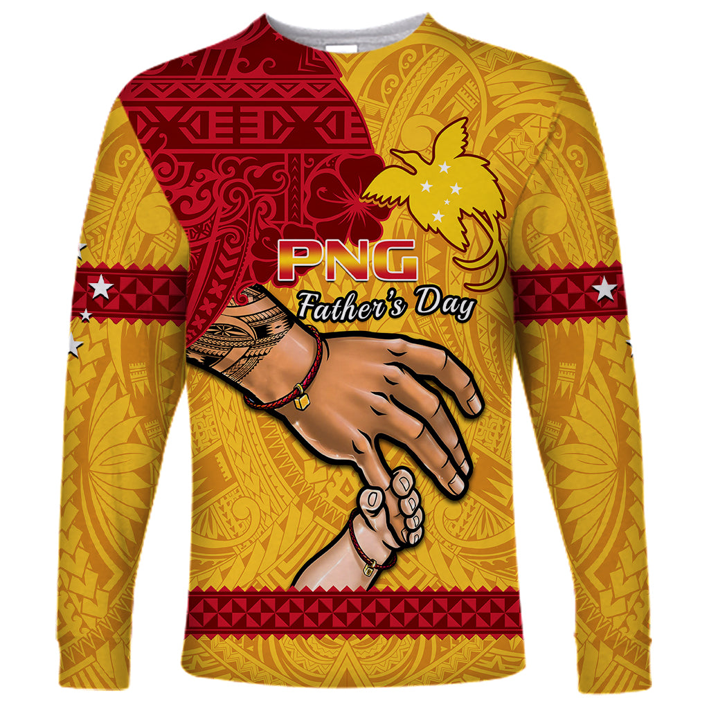 Polynesian Pride Father Day Papua New Guinea Long Sleeve Shirt PNG I Love You Dad Yellow Version - Wonder Print Shop