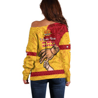 Polynesian Pride Father Day Papua New Guinea Off Shoulder Sweater PNG I Love You Dad Yellow Version - Wonder Print Shop