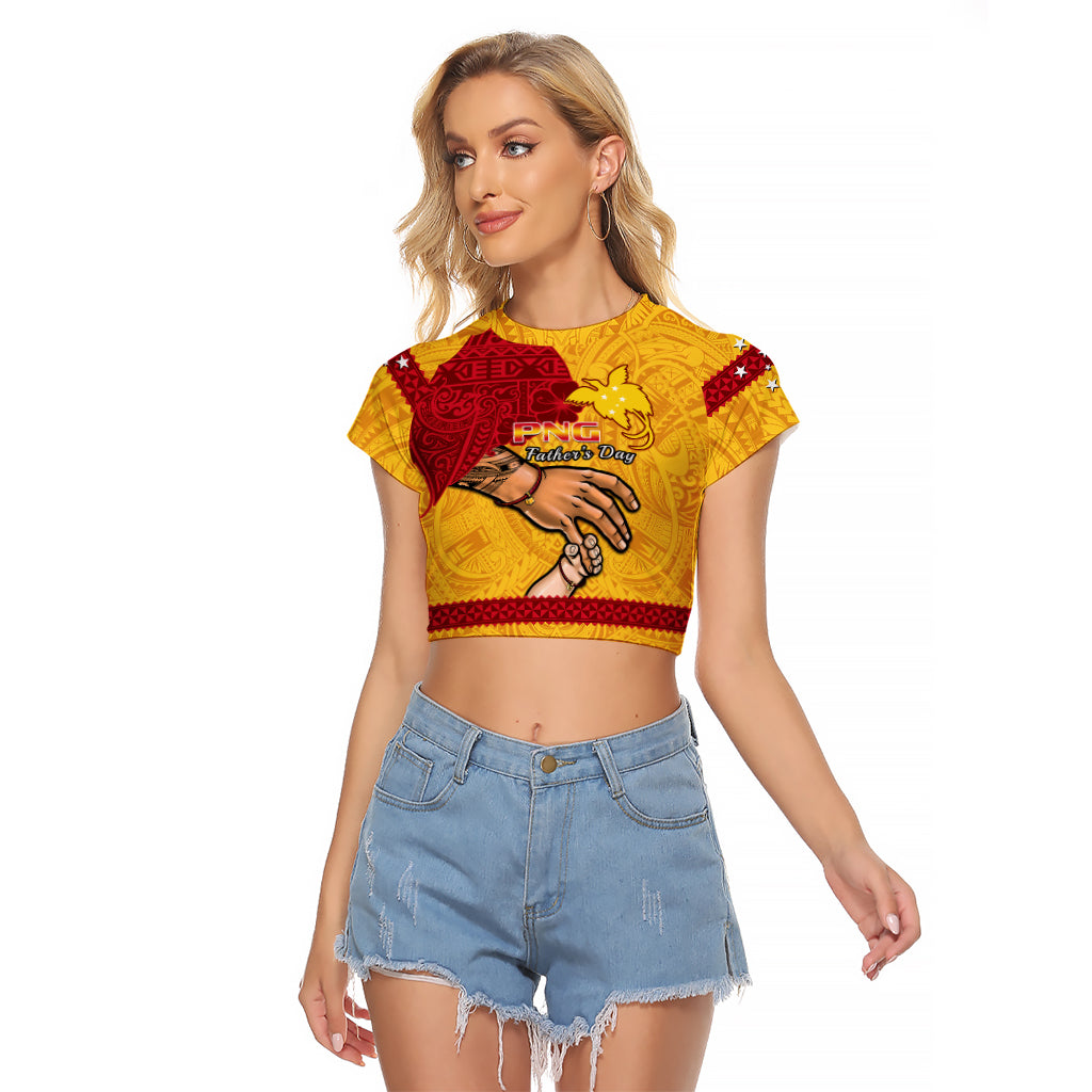 Polynesian Pride Father Day Papua New Guinea Raglan Cropped T Shirt PNG I Love You Dad Yellow Version - Wonder Print Shop