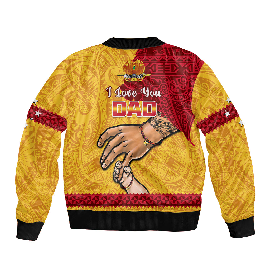Polynesian Pride Father Day Papua New Guinea Sleeve Zip Bomber Jacket PNG I Love You Dad Yellow Version - Wonder Print Shop