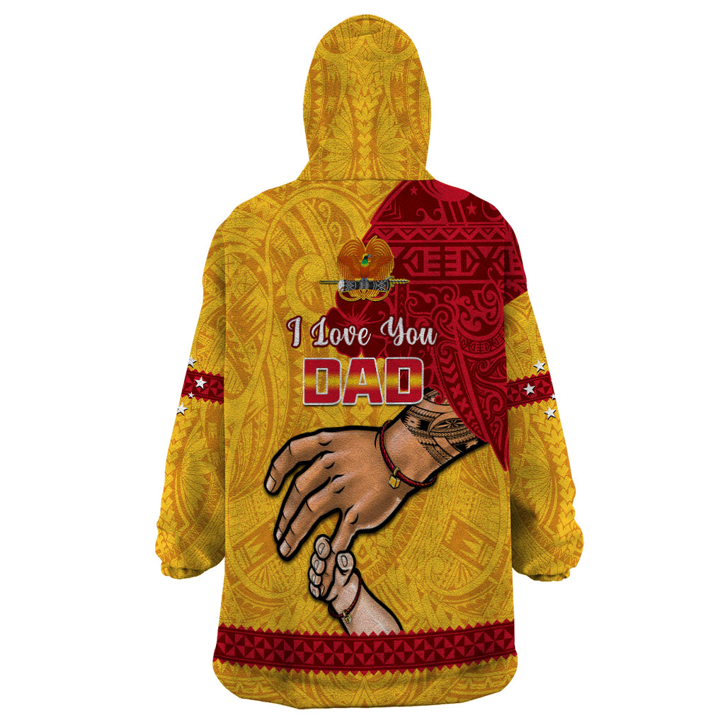 Polynesian Pride Father Day Papua New Guinea Wearable Blanket Hoodie PNG I Love You Dad Yellow Version - Wonder Print Shop