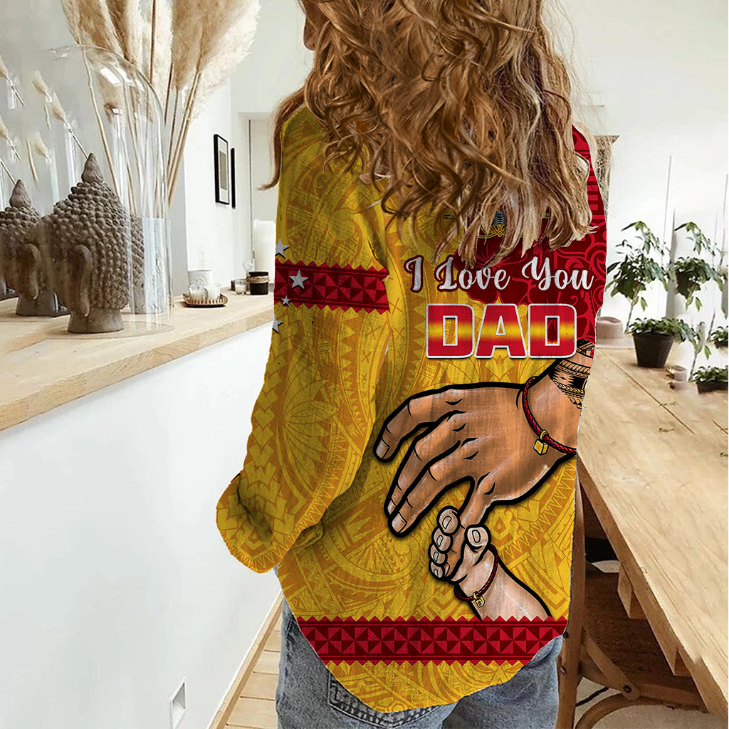 Polynesian Pride Father Day Papua New Guinea Women Casual Shirt PNG I Love You Dad Yellow Version - Wonder Print Shop