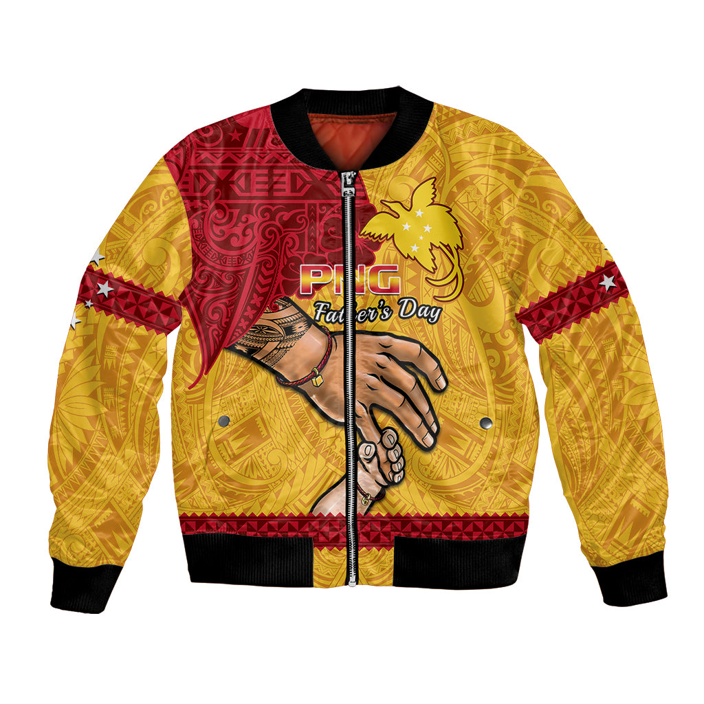 Personalised Father Day Papua New Guinea Bomber Jacket PNG I Love You Dad Yellow Version - Wonder Print Shop